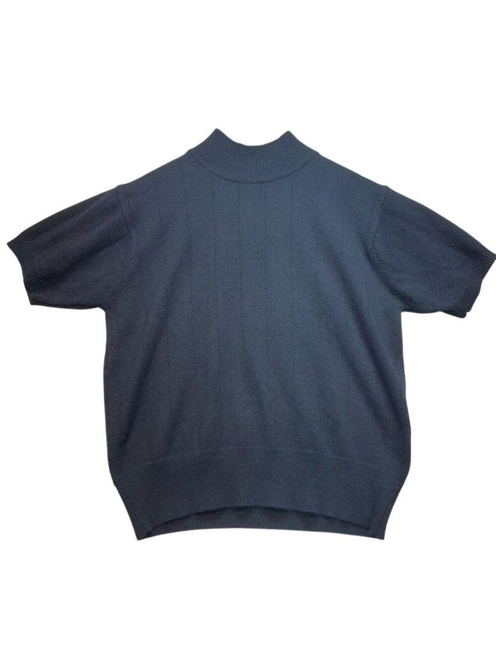 Villager Womens Mock Neck Pullover Sweater Knit Short Sleeve Size S Black